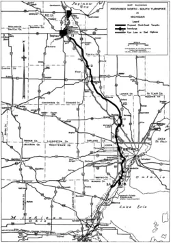 Black and white map of the southeastern Lower Peninsula of Michigan