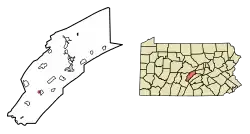 Location of McVeytown in Mifflin County, Pennsylvania.