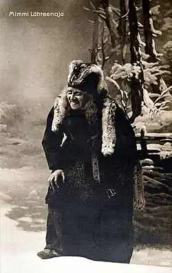 Actress Mimmi Lähteenoja as Louhi in the National Threatre play Pohjolan häät (The Wedding at Pohjola) on the day the threatre opened, April 9 1902