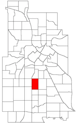 Location of Central within the U.S. city of Minneapolis