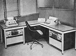 This early-1960s Monrobot XI computer used two paper tape reader/punches for offline data storage.