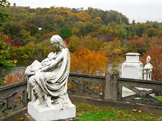 The Mother and Twins Monument was carved by Polish sculptor Henry Dmochowski-Saunders. It depicts his deceased wife Helena Schaff and their two deceased children[38]