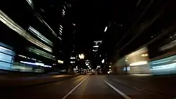 POV shot at night with with long exposure