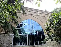 Entrance façade of the dershane (classroom) of the Murad II Medrese (with modern glass added)