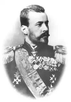 Sava Mutkurov, in a Bulgarian officer's uniform displaying his decorations.