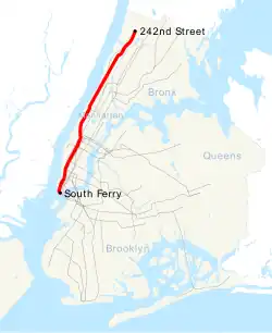 Map of the "1" train