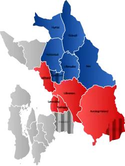 Map of Romerike including municipalities