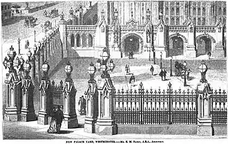 View of New Palace Yard in 1868, looking east