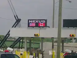 A NEXUS lane at the American side of the Ambassador Bridge