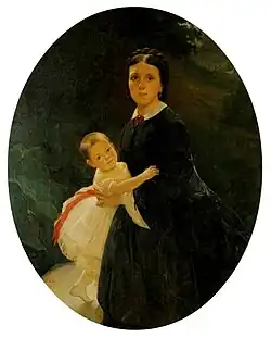 Portrait of Shestova and her daughter, 1859