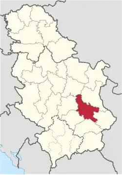 Location of district in Serbia