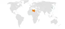 Map indicating locations of North Korea and Libya