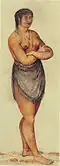 Woman of the Secotan-Indians in North Carolina. Watercolour painted by John White in 1585.