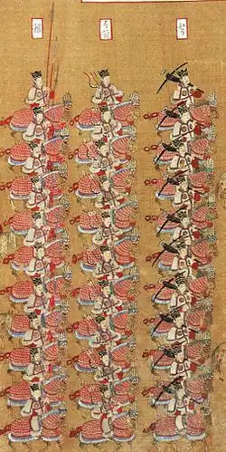 Song dynasty cavalry wielding crossbows with stirrups