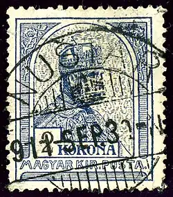 Hungarian Kingdom stamp cancelled at Nuštar in 1911