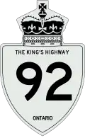 King's Highway 92 marker
