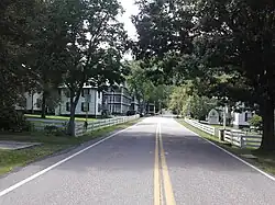 Main hotel building on left