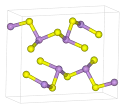 Ball and stick unit cell model of polymeric arsenic trisulfide