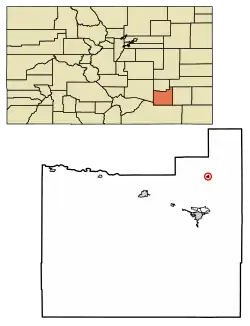 Location of the Town of Cheraw in the Otero County, Colorado.