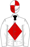 White, red diamond, quartered cap