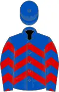 Royal blue, red chevrons, royal blue cap