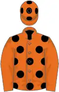 Orange, black spots on body and cap