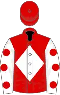Red, white diamond, white sleeves, red spots