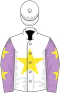 white, yellow star, grey sleeves, white cap, yellow star