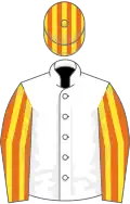 White, orange and yellow striped sleeves and cap