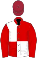 Red and white (quartered), red sleeves, maroon cap