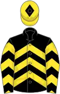 Black, yellow chevrons, yellow cap, black diamond