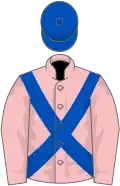 Pink, royal blue cross belts and cap