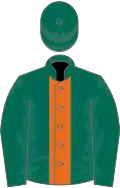 Dark green, orange stripe
