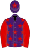 Purple, red stars and sleeves, star on cap