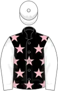 Black, pink stars, white sleeves and cap