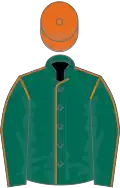 Dark green, orange seams, orange cap