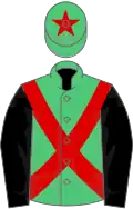 EMERALD GREEN, red cross sashes, black sleeves, emerald green cap, red star