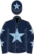 Dark blue, light blue star, light blue stars on sleeves, light blue star on cap