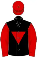 Black, Red inverted triangle, sleeves and cap