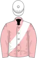 Pink, white sash, white cap