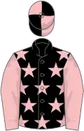 Black, pink stars and sleeves, pink and black quartered cap