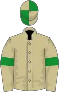 Beige, green armlets, quartered cap