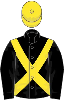 Black, yellow cross belts, yellow cap