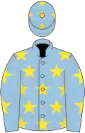 Light blue, yellow stars