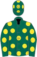 Dark green, yellow spots