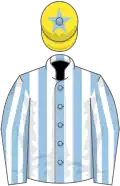 Light blue and white stripes, yellow cap, light blue star