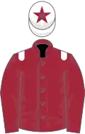 Maroon, grey epaulets, grey cap, maroon star