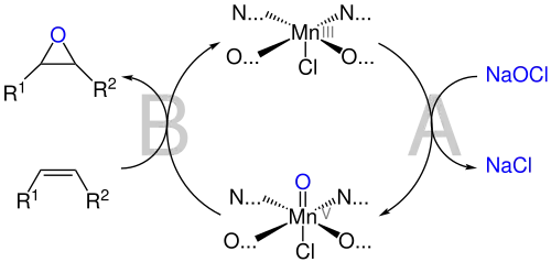 A simplified view of the catalytic cycle associated with Jacobsen's catalyst
