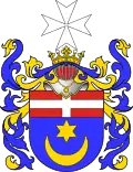 Coat of arms of Szczęsny Wojanowski, containing symbols of a Commander of the Malta Knights