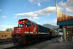 A tourist train serving Padang Panjang-Sawahlunto stationed in Padang Panjang Railway Station